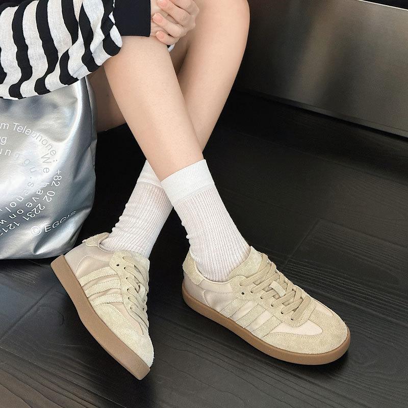 Dexun Shoes Women's Spring and Summer New Leather Flat-bottomed Casual Sports Board Shoes Forrest Gump Single Shoes Women Ins