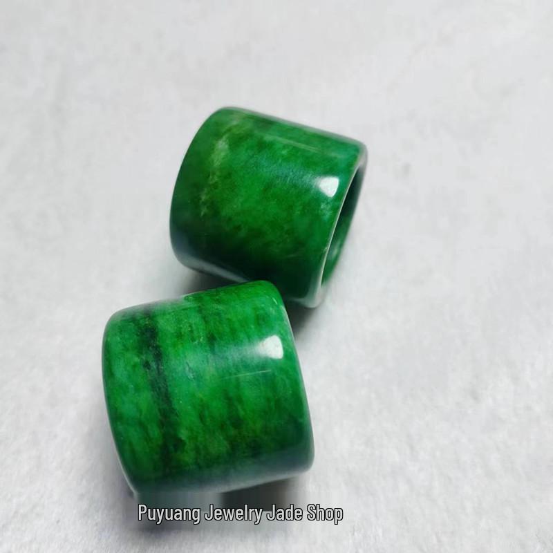 Men's Jadeite Green Dragon Thumb Ring - Chinese Style
