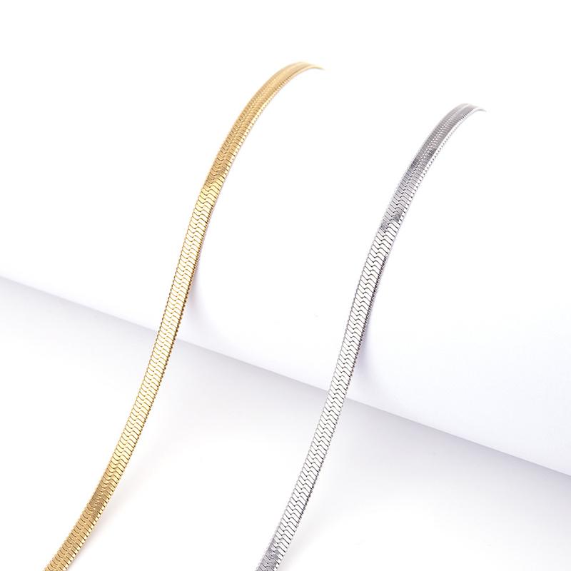 Personality Simple All-Match Hip-Hop Clavicle Chain Light Luxury European American Titanium Steel Non-Fade Flat Snake Bone Chain