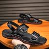 Summer Trendy Casual Open Toe Sandals Men 2024 New Soft Bottom Non-slip Air Cushion Sports Sandals Mens Genuine Leather Sandals