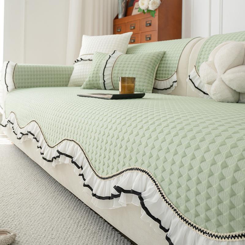 New Summer Cool Ice Silk Sofa Cushion Premium Skirt Special-Shaped Seat Cushion Straight Row Sofa Cover Cloth Mat
