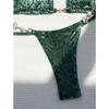 2025 Estate Brasiliana Donna Leopardo Perla Costume da Bagno Abbigliamento da Spiaggia Perizoma Set Due Pezzi Tessuto Speciale Scollo all'americana Costume da Bagno Bikini