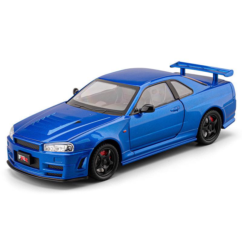 ABAM1 Chezhi 1:24 Sang GTR-r34 Simulation Alloy Sports Car Model Sound and Light Return Children's Toys Wholesale