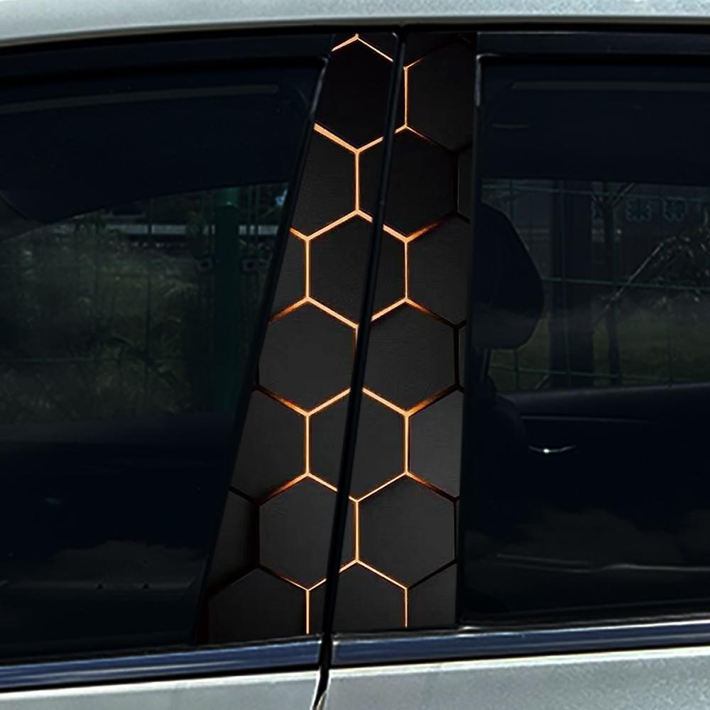 Style Honeycomb Hexagon Car B-pillar Stickers Car Center Column Decoration Cover Scratches Waterproof Decals Car Accessories