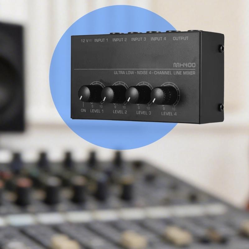 MX400 Mixer 4 Channel Auditory Mixer Amplifier Low Noise For Microphones And Instrument With Metal Housing