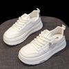 Summer Breathable Thin Shoes Women's Leather Little White Shoes Spring and Autumn New Thick-soled Heightening Casual Sports Shoes
