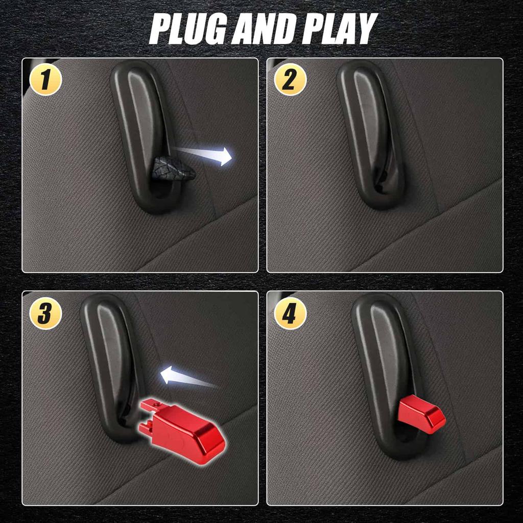 2PCS Car Adjustment Rods Seat Release Lever Knob Latch Handle Side Red Black Aluminum Alloy For Ford Mustang 2005 2006-2014