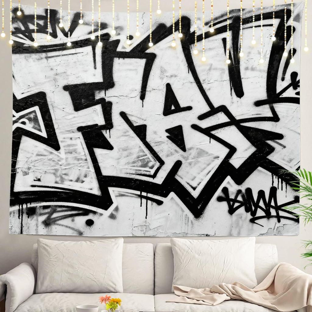 Graffiti Abstract Tags Wall Tapestry Letters Without Meaning Hand Street Wall Hanging Large Tapestry Decoration Polyester Fiber