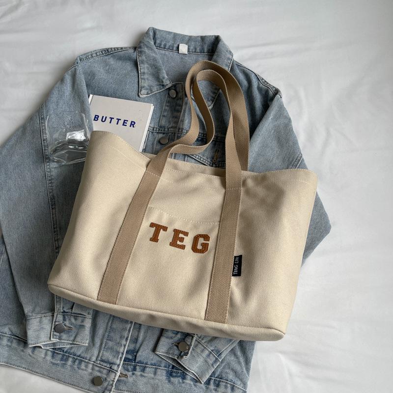 

2025 Women s Large Canvas Tote - Casual Shoulder Bag for Shopping, College, and Commute легкие хаки