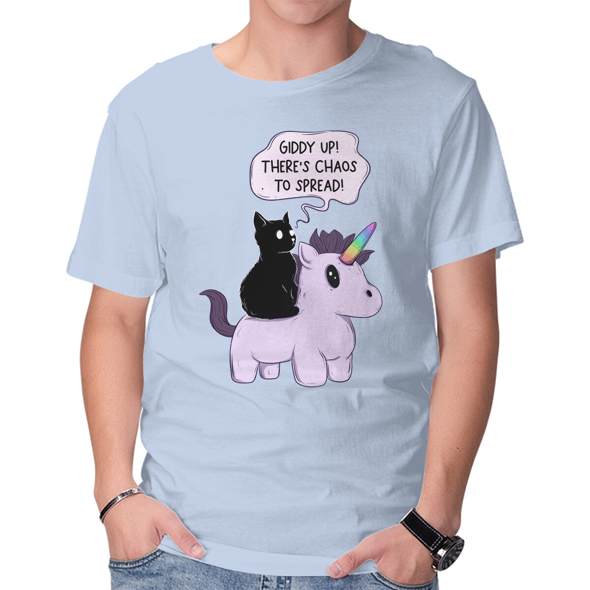 Unisex Crew Neck T-Shirt Chaos To Spread Graphic Short Sleeve Casual Tee L