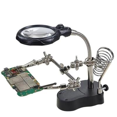 Welding Auxiliary Clip Magnifying Glass Electric Soldering Iron Circuit Board Welding Iron Magnifying Glass Bracket Tool 13.5X12