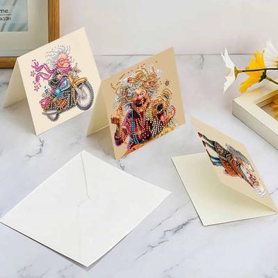 Set de Cartes de Vœux Peinture Diamant DIY 6/10/12 Pièces Cartes Postales Mosaïque Diamants Strass Cartes de Remerciement et Vœux de Fêtes