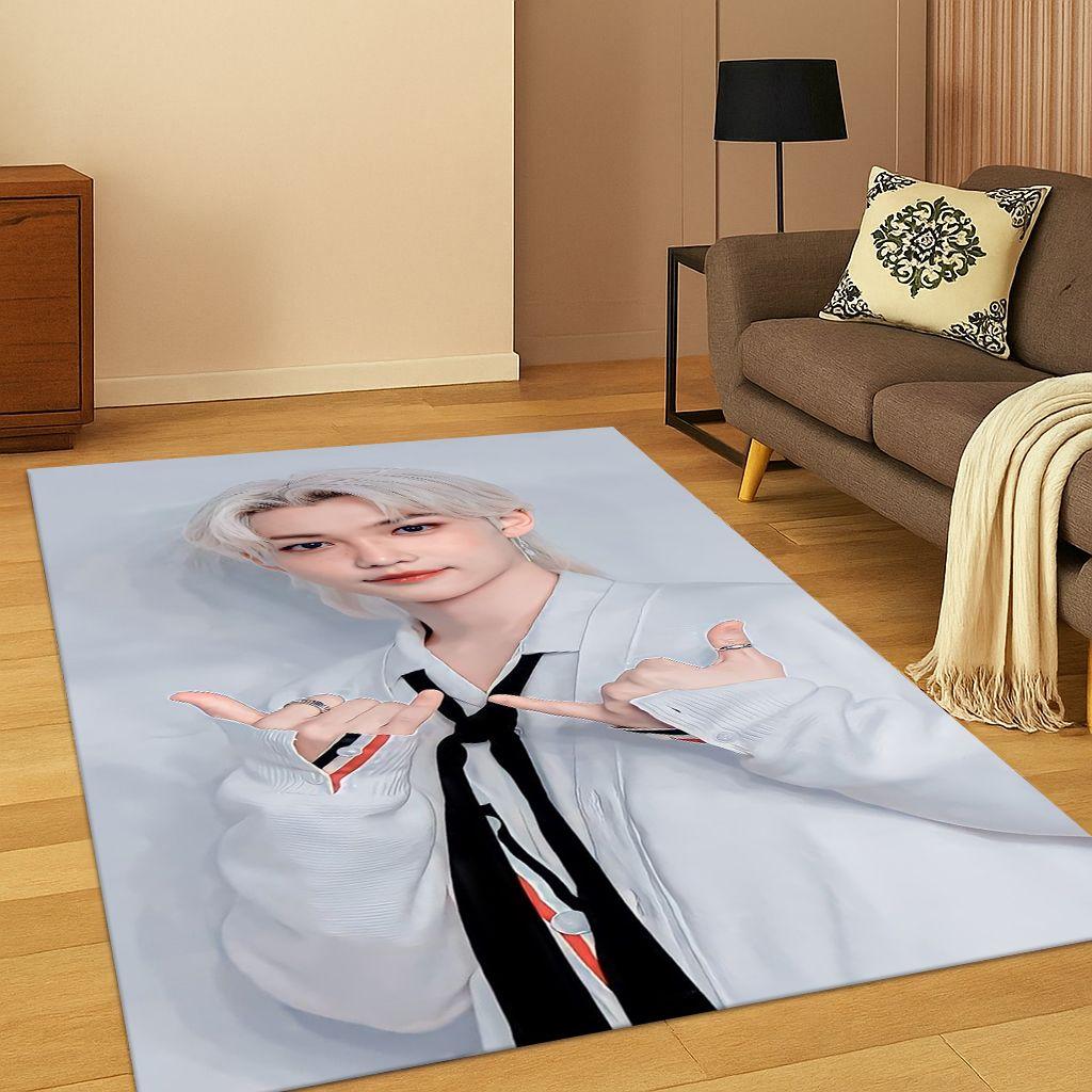 Kpop Star S-Stray Kids Hyunjin Carpet Rug for Bedroom Living Room Sofa Home Doormat Home Decor,Area Rug Non-slip Floor Mat Gift