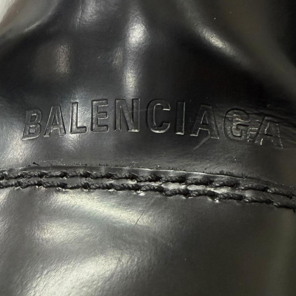Great BALENCIAGA Boots TRACTOR BOOTIE Side Gore Black Leather Women Used
