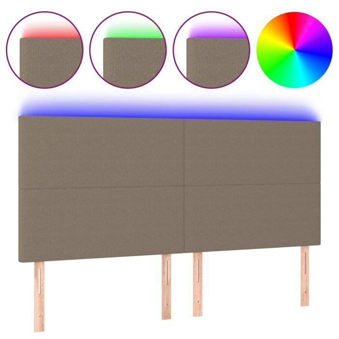 VidaXL Tête de Lit à LED Meuble de Chambre à Coucher Accessoire de Lit Double Tête de Cadre de Lit Intérieur Taupe 3122170