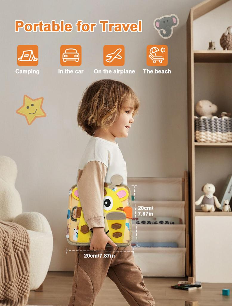 Montessori Spielzeug Giraffe Beschäftigt Bord 3D Filz Buch Für Feine Motor Fähigkeiten Frühen Bildung Gewohnheiten Wissen Entwicklung