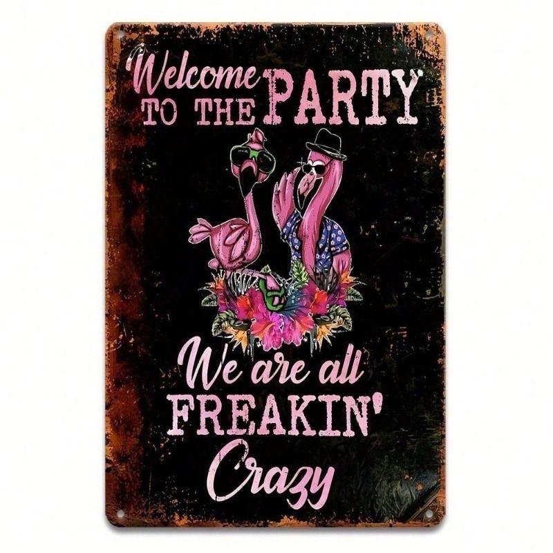 

Vintage Metal Sign Welcome to The Party, Retro Wall Decor for Home Garage