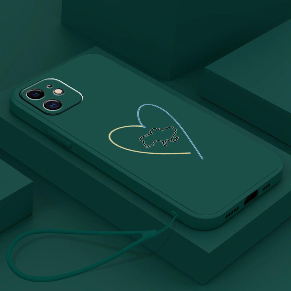 

N88 Love design с ремешком Силиконовые чехлы для телефонов с прямым краем для iPhone 15 11 Pro Max Samsung A54 A13 A14 S23 S24 Ultra S20 FE Противоударный чехол