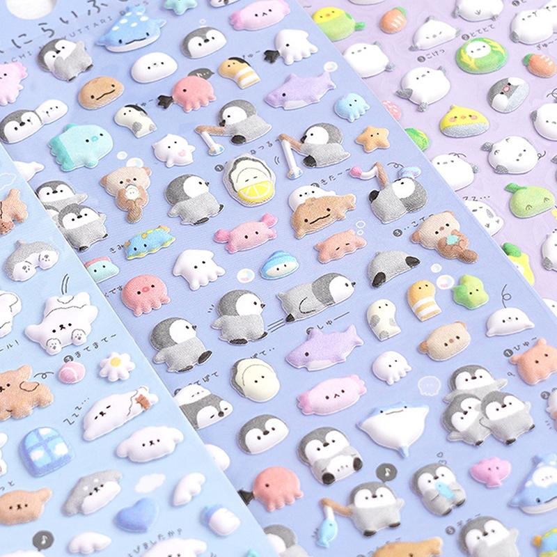 Kawaii Mini Animals Cartoon 3D Puffy Naklejki Słodkie Diy Dziennik Etui na Telefon Naklejki Papeteria Naklejki Dekoracyjne Diy