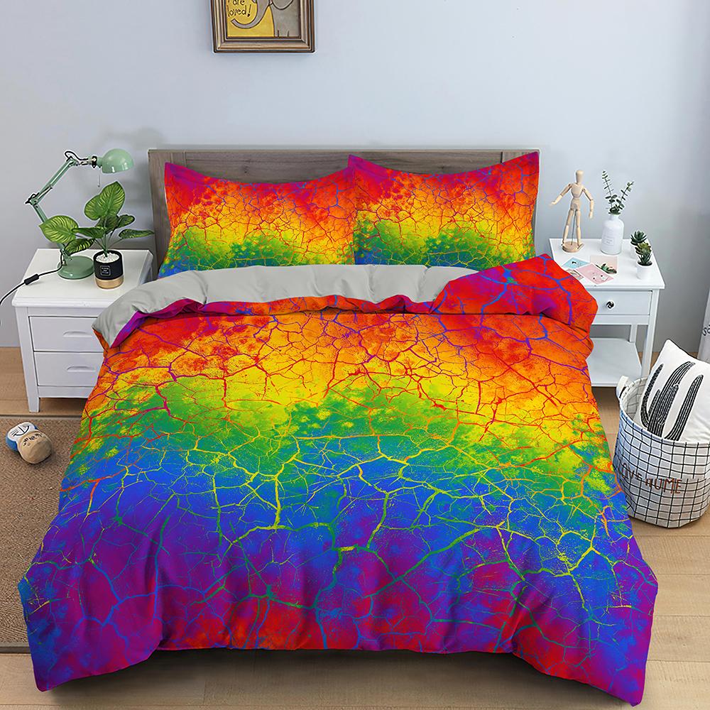 Geometric Duvet Cover Set Colourful 3D Design Polyester Comforter Cover Bedding Set King Queen Twin Full Size For Kids Teens Boy