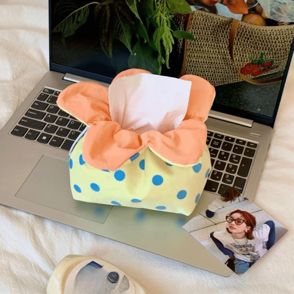Multipurpose Flower Tissue Box Lightweight Tissue Storage Bag Cute Drawstring Tissue Box Dormitory