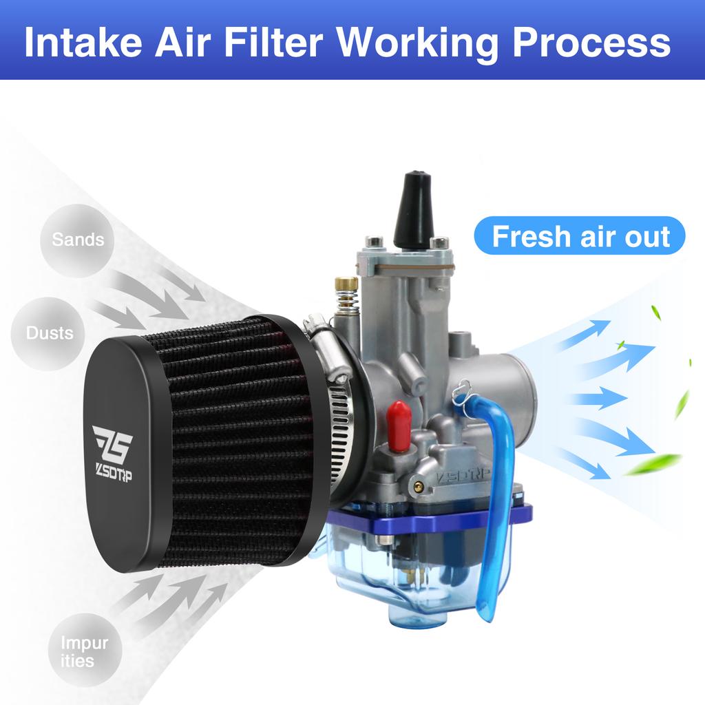 ZSDTRP 2pcs Motorcycle Air Filters 60mm 55mm 50mm Universal for Motorbike Cold Air Intake High Flow Washable Filter
