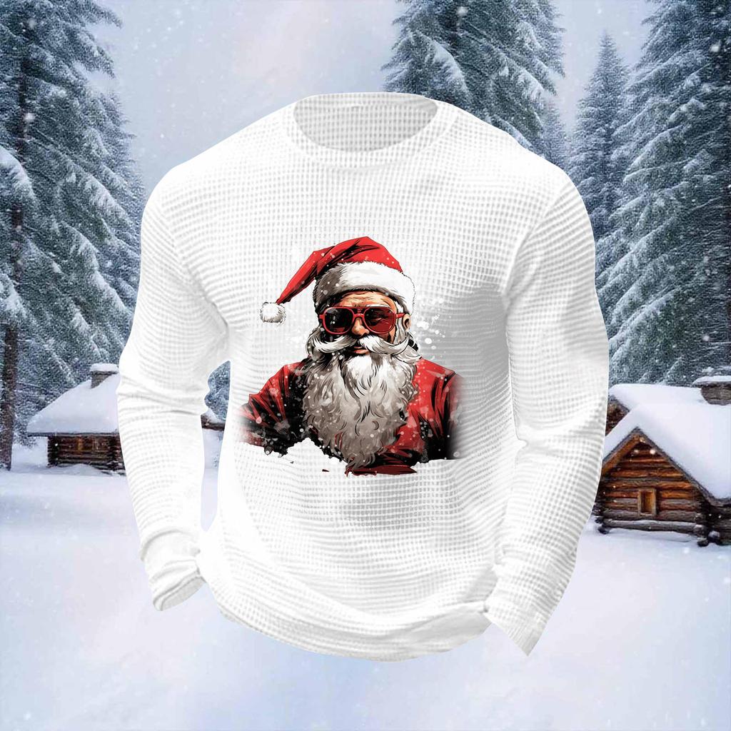 Herre Juleprint Rund Hals Langermet Topper Herre Sport Stor Størrelse Casual Rund Hals Topper