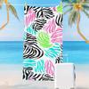 1 Quick Dry Lightweight Oversized Beach Towel - Modern Digital Printed Zebra Pattern With Neon Decor For Beach, Pool, Camping