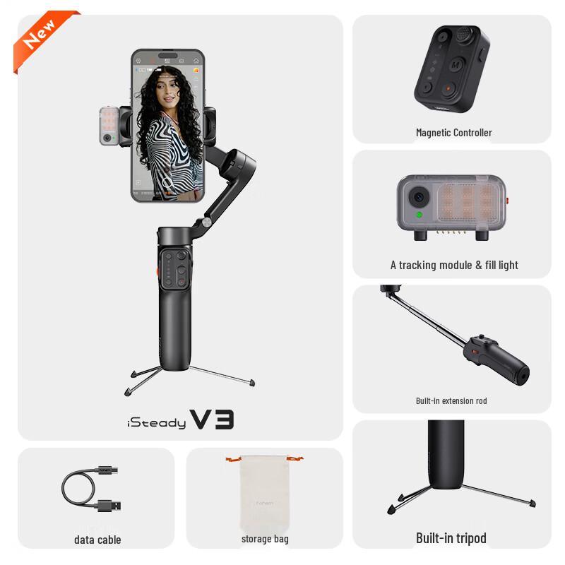 Stabilisateur Gimbal pour Téléphone 3 Axes Hohem V3 avec Suivi IA