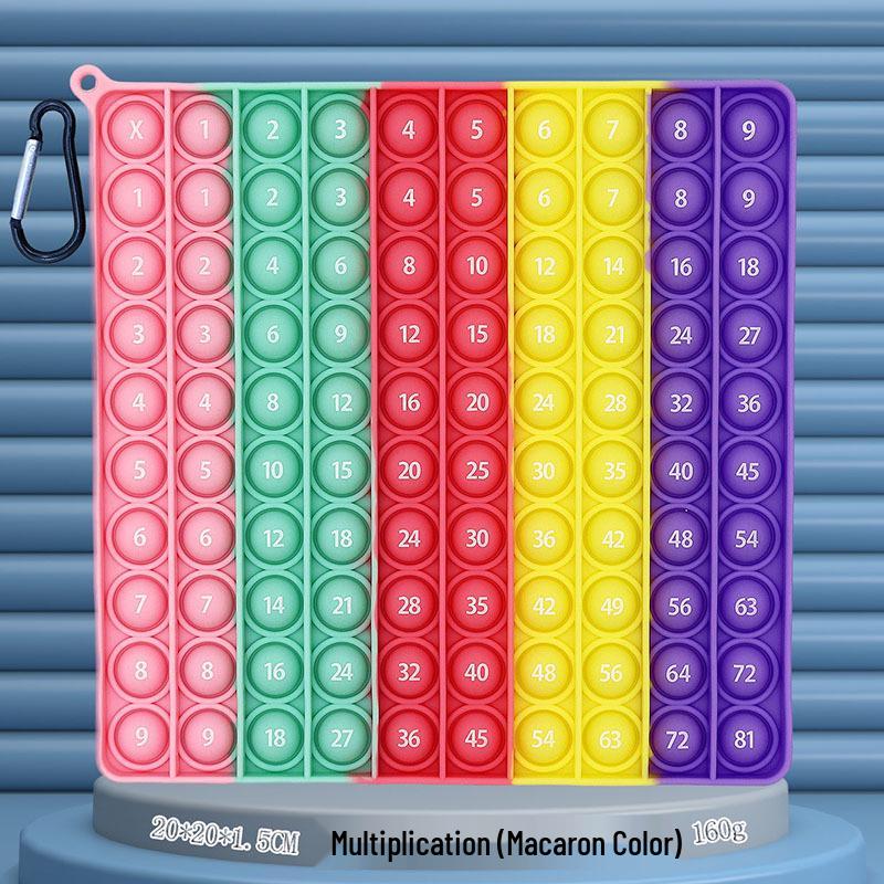 24cm Silicone Rainbow Kids' Learning Toy: Letters, Numbers, Multiplication Pop-It Fidget