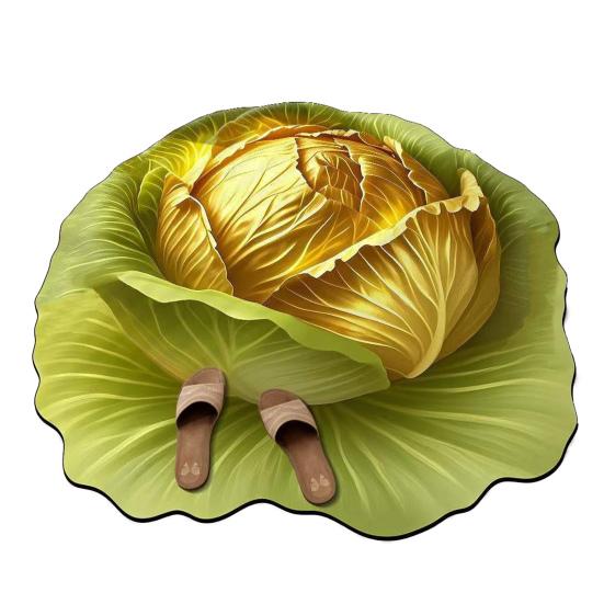 Yousheng Chinese Cabbage Floor Mat Non-Slip Absorbent Bathroom Rug 3D Visual Effect Cabbage Floor Rug for Entrance Living Room Kitchen