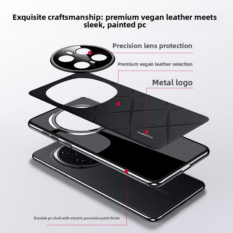 For Honor Magic 8 7 6 Pro Magic8 Case Premium Plain Leather Full-Coverage Lens PC Anti-drop Cover for Magic8 Pro Funda