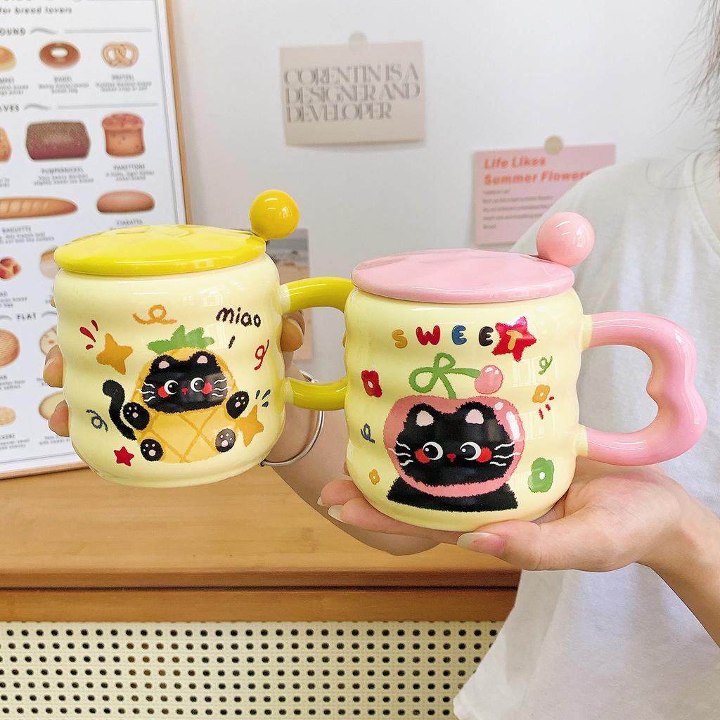 Cute Cat Mug with Lid Spoon with High Value Ceramic Drinking Cup for Home Use for Girls Birthday Gifts