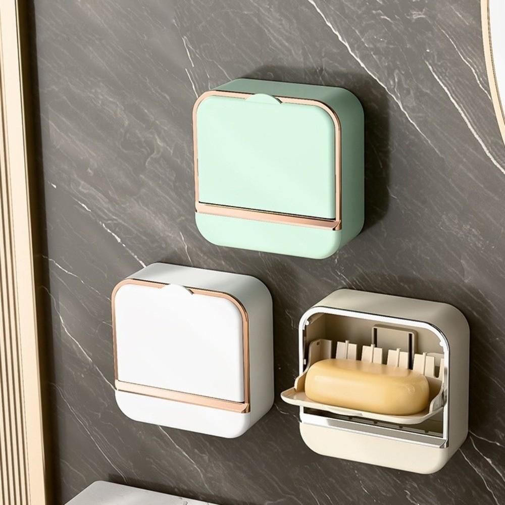 Wall Mounted Soap Dish Waterproof Bathroom Drain Soap Box New Soap Storage Case  Bathroom Supplies