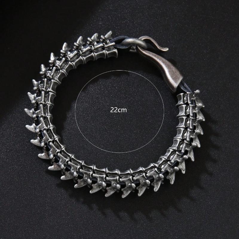 1ks Pánský náramek Hip Hop Styl Tmavě Gotický Dračí Hřbet Zinková Slitina PU Kůže