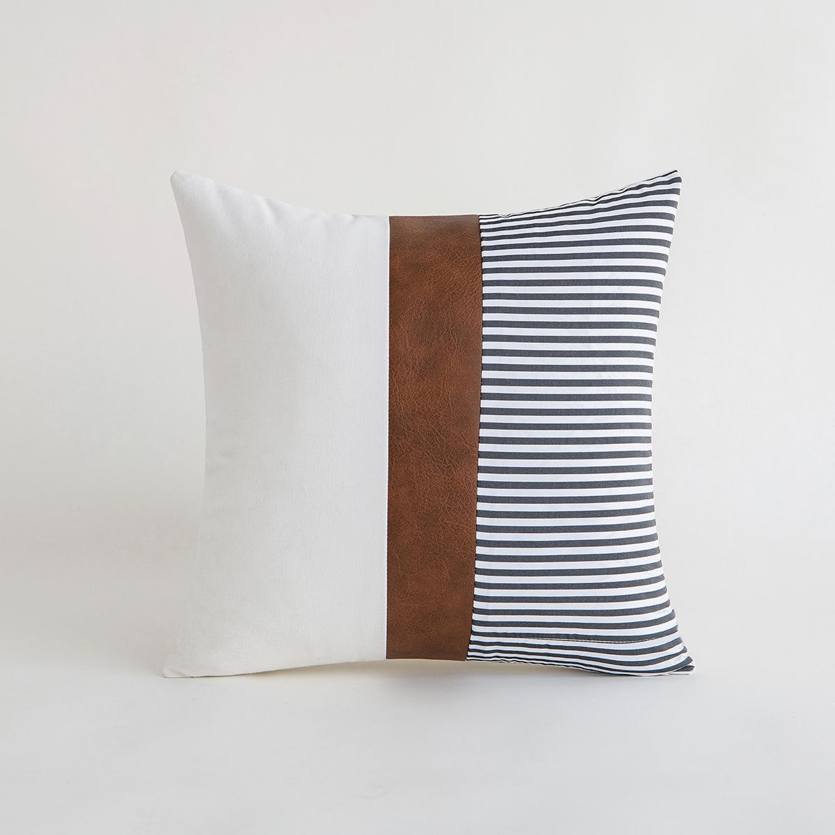 

Подушка из искусственной кожи с полосками из хлопка, Shopee, Американский простой наволочка 45 * 45cm without core