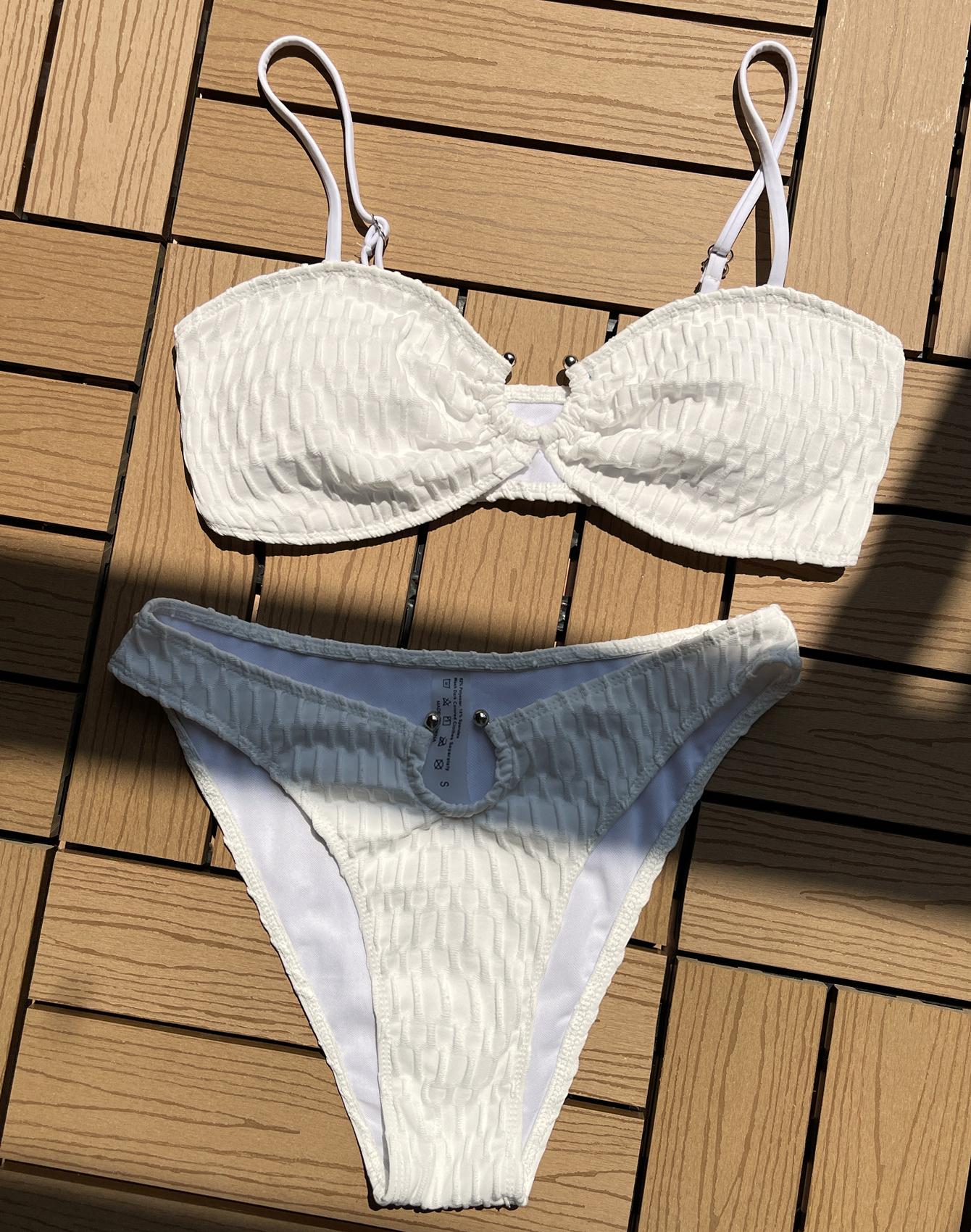 

Сексуальный женский купальник, белый комплект бикини с высокой талией, пляжная одежда, купальные костюмы L белый