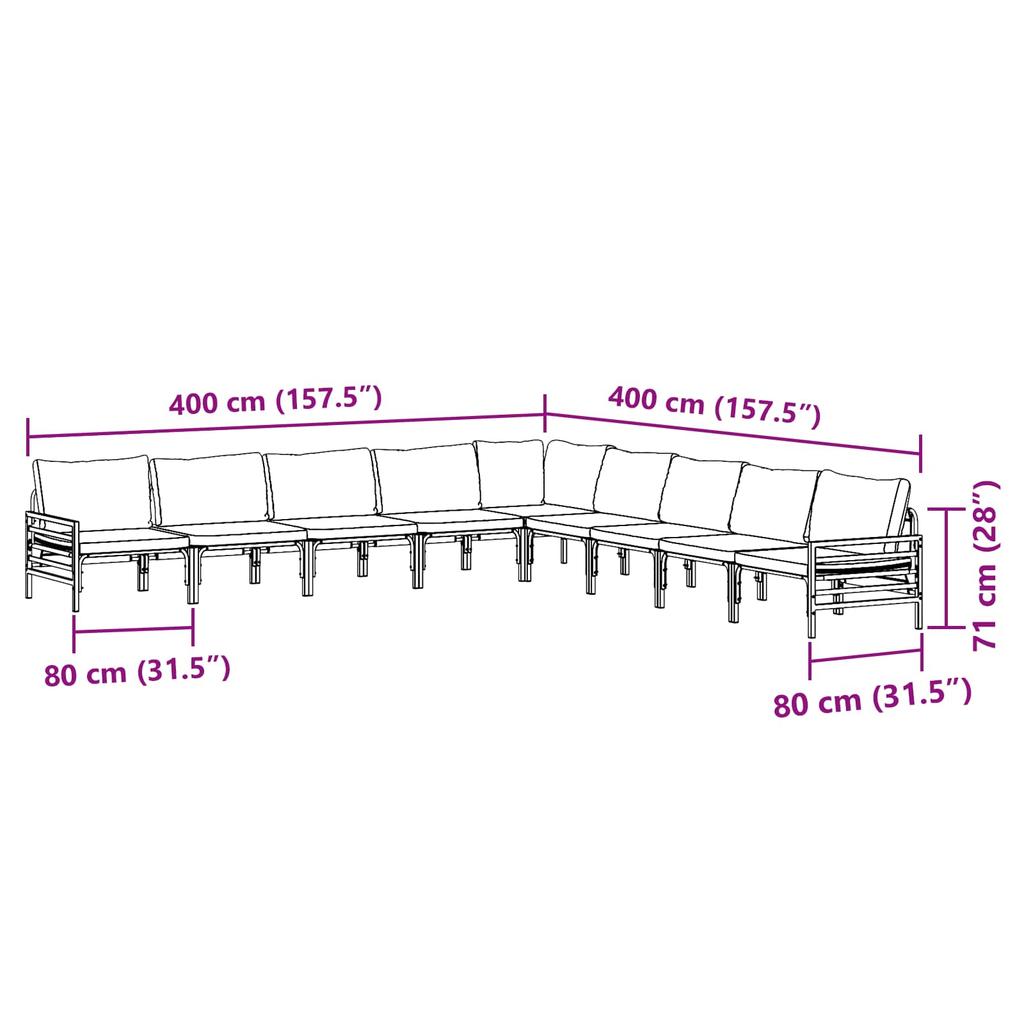 9 Piece Garden Sofa Set with Cushions Black Steel