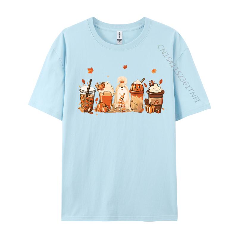 Casual T Shirt ShihTzu Dog Coffee Drink Pumpkin Special Tshirt Men Tee Shirts Soft Texture Man Clothing 3d Printed T Shirts