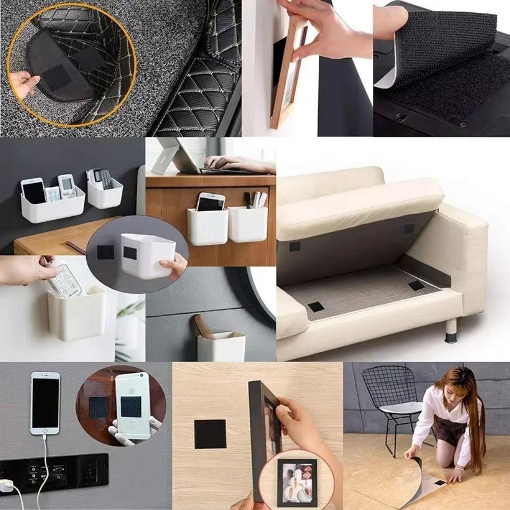 100pairs Strong Glue Hook and Loop Fastener Tape Self-Adhesive Mounting Strips  Carpet Gripping