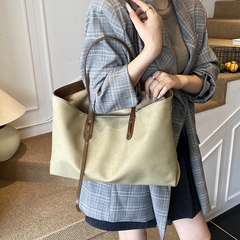 Trend Large-capacity Pu Bag Women's 2025 New Versatile Fashion Shoulder Tote Bag College Student Commuter Bag