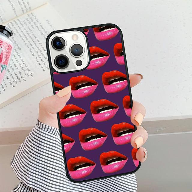 Sexy Mädchen Dame Rote Lippen Handyhülle Für iPhone 17 Air 16 15 14 plus 12 13 Pro max Weiche Stoßfängerhülle Cover coque
