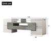 TV Cabinet, High-gloss Lowboard with Multi-colored LED Lighting, 6 Doors, 2 Drawers