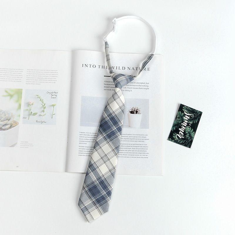 Japanese School Girl Style Polyester Plaid Neck Tie With Bow For Kids Uniforms