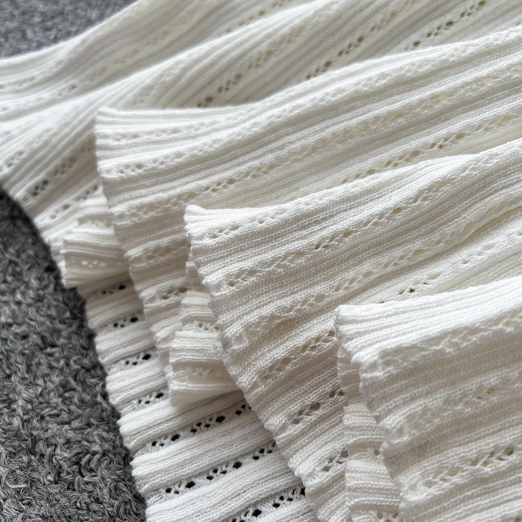 Retro Dzianinowa Falbanka Seksowna Jednorzędowa Elegancka Sukienka Wieczorowa A-line Kobiety Moda Koreańska Lato Odzież Damska