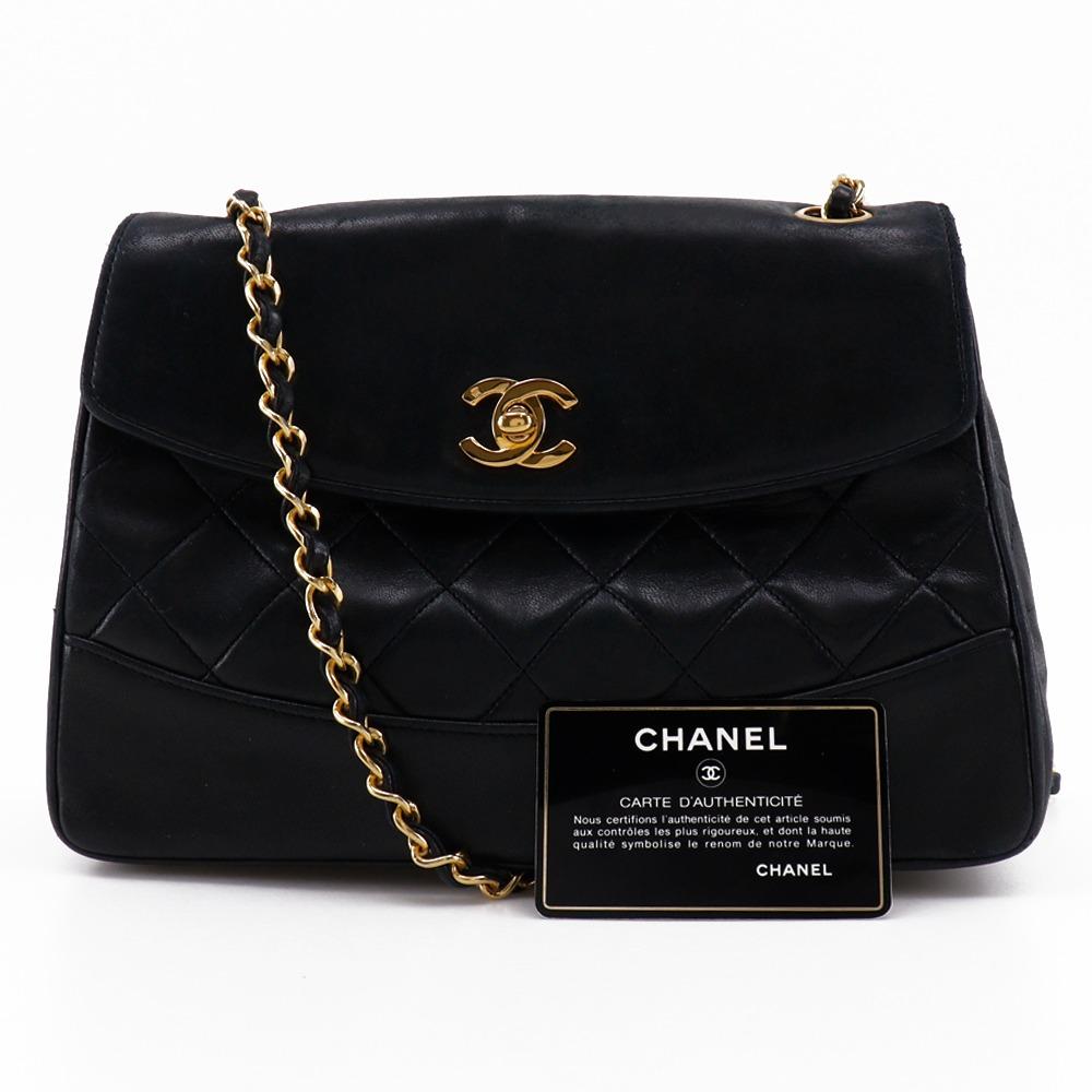 CHANEL Matelasse Shoulder Bag ChainShoulder vintage black lambskin Women Used