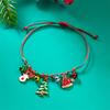 Fashion Simple Handwoven Braided Christmas Bracelets for Women Enamel Metal Xmas Tree Santa Claus Adjustable Bracelet Jewelry