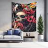 Mysterious Skull and Floral Tapestry  Dark Fantasy Art Home Decor Wall Hanging