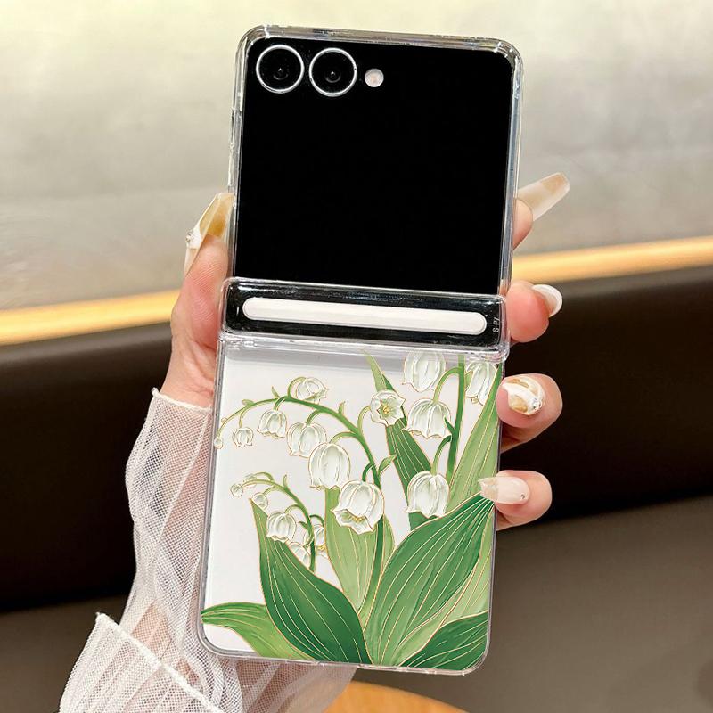 

Magnetic Tulip Flowers Pattern Phone Case For Samsung Galaxy Z Flip7 FE Flip6 Flip5 Flip7 Shockproof Clear Hard PC Folding Cover Galaxy Z Flip7 FE