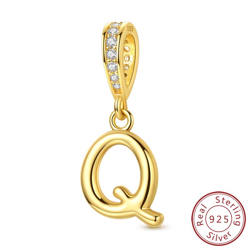 Dekorative Charms Perlenelemente Echtes Kupfer A-Z Alphabet 26 Buchstaben Charm Dekorationen Anhängerstück Geeignet Für Authentischen Armreif Armband